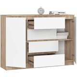 AKORD Komoda, 2 Vrata In 4 Predali, Hrast Sonoma/Bela, (5000332233) | Shoptok.si