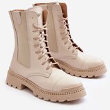 Boto Leather Women's Lace-Up Ankle Boots Beige Nicole 2836 | ePonuda.com