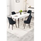 Hanah home trpezarijski set Rax, sto na razvlačenje i 4 stolice, bela ploča, braon noge, antracit tkanina Babyface | Eponuda.com