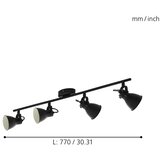 Eglo Seras 2 reflektor/4, led, gu10, 4x3,3w, 4x240lm, crna/čelik | shoptok.hr
