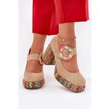 Maciejka Suede Pumps With Weaving On Heel And Platform | Shoptok.si