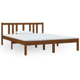 vidaXL Posteljni okvir medeno rjav iz trdnega lesa 140x190 cm, (20644192) Cene