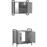 Set ormarića za kupaonicu 2 kom. Siva Sonoma 65 5 x 34 x 61 cm - Siva Sonoma Ormar s umivaonikom (2 vrata) + viseći ormar | shoptok.hr