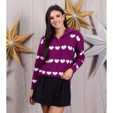 Gemre Pink cardigan turtleneck sweater with hearts Alda | shoptok.hr
