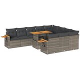  11-dijelni set vrtnih sofa poliratan i bagrem s jastucima sivi | shoptok.hr