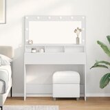 vidaXL bela mdf 100 x 41 x 135 cm ogledalo toaletna miza pravokotna Cene