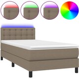 Krevet box spring s madracem LED smeđesivi 80 x 200 cm tkanina | shoptok.hr