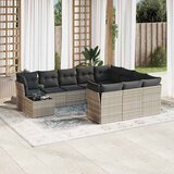Maison Chic Seti vrtnega pohištva - Vrtna garnitura - Vrtni pohištvo set 11-delna z blazinami sv. siv poli ratan, (21810042) | Shoptok.si