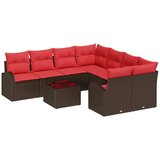 vidaXL Set sofe 9 kom. 8-Broj sjedala Bež i Crvena poliratan - Smeđe-crvena | shoptok.hr
