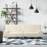 The Living Store Raztegljiv kavč z držali za skodelice krem umetno usnje - Raztegljiv Kavč, (21494016) | Shoptok.si