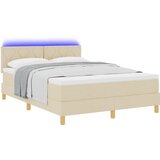 vidaXL LED Box Spring Krevet s LED trakama Krema 140 x 200 cm tkanina - Krema 140 x 200 cm Dizajn s rombovima | shoptok.hr