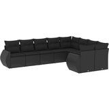 Maison Chic Seti vrtnega pohištva - Vrtna garnitura - Vrtni pohištvo set 9-delna z blazinami črn poli ratan, (21798208) | Shoptok.si