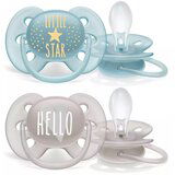 Avent tolažilna duda - silikon ultra soft, 6-18m, m, little star/hello, 2/1 Cene