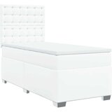 vidaXL Box spring postelja z vzmetnico bel 90x190 cm umetno usnje | Shoptok.si