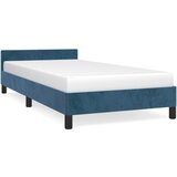 The Living Store Posteljni okvir z vzglavjem temno moder 90x190 cm žamet - Posteljni Okvir Z Vzglavjem, (21490879) | Shoptok.si