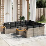  The Living Store Vrtna sedežna garnitura 11-delna z blazinami siv poli ratan - Vrtna Sedežna Garniture, (21451006) | Shoptok.si