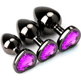 SuperLove Heart Jewel Butt Plugs Training Kit Black-Purple Cijene
