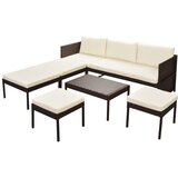 Maison Chic Seti vrtnega pohištva - Vrtna garnitura - Vrtni pohištvo set z blazinami 6-delna poli ratan rjava, (21797375) | Shoptok.si