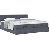 vidaXL Otomanski posteljni okvir z vzmetnicami siv 160x200 cm žamet, (21609553) | Shoptok.si