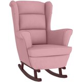 Furnova Gugalni stol z nogami iz trdnega kavčukovca roza žamet, (21925692) | Shoptok.si
