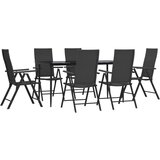  7-dijelni vrtni blagovaonski set od poliratana crni | shoptok.hr