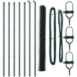 vidaXL Heksagonalna ograda Zelena 1.6x10 m Čelik, Stojnice za ograde 7 kom Zelena Ø32 mm 210 cm Galvanizirani čelik | shoptok.hr