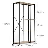 ModernHome GIC-HS901D-15 – Samostojeći stalak za odjeću s policama za obuću, 90 × 40 × 167 cm, svijetli hrast/crna | shoptok.hr