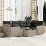 Maison Chic Seti vrtnega pohištva - Vrtna garnitura - Vrtni pohištvo set 7-delna z blazinami siv poli ratan, (21802411) | Shoptok.si