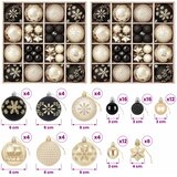  Set božićnih kuglica 88 kom. Crna i zlatna Ø 6 cm Plastika | shoptok.hr