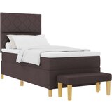 vidaXL Krevet s kutijom opruga i madracem tamnosmeđi 100x200 cm tkanina | shoptok.hr