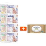 BeSuper Premium Pelene, Veličina 2 (3-8 kg), 4x36 komada + Vlažne maramice, 1x60 komada Cene