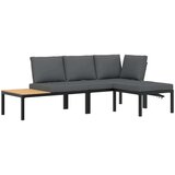 vidaXL Vrtna sedežna garnitura z blazinami 3-delna črn aluminij | Shoptok.si