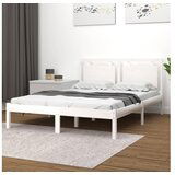 vidaXL Posteljni okvir bel iz trdnega lesa 135x190 cm 4FT6 | Shoptok.si