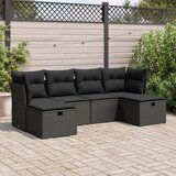 vidaXL 6-dijelni set vrtnih sofa s jastucima crni od poliratana | shoptok.hr