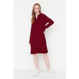 Trendyol Claret Red Ribbed Knitted Collar Detailed Knitwear Dress | shoptok.hr