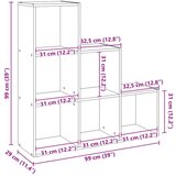 vidaXL Pregrada / regal za knjige 3 razina boja drva 99x29x99cm drveni | shoptok.hr