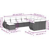  10-dijelni set vrtnih sofa od poliratana s jastucima sivi | shoptok.hr
