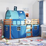  The Living Store Pograd z zavesami moder 80x200 cm trdna borovina - Pograd, (21450535) | Shoptok.si