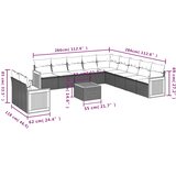  12-dijelni set vrtnih sofa od poliratana s jastucima crni | shoptok.hr