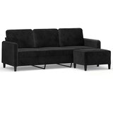  Trosjed s tabureom crni 180 cm baršunasti Crna | shoptok.hr