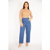 Şans Women's Indigo Front Pockets With Buttons, Double Legs Adjustable Height Gabardine Trousers | Shoptok.si