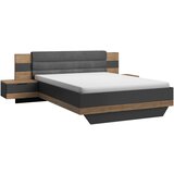 Hom`in POSTELJNA GARNITURA 180 cm x 200 cm , tekstil, leseni material barve grafita, barve hrasta | Shoptok.si