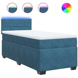 Box spring krevet s madracem plavi 90x190 cm baršunasti | shoptok.hr