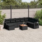  9-dijelni set vrtnih sofa s jastucima crni od poliratana | shoptok.hr