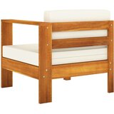  Sredinski kavč z 1 naslonjalom za roke kremno bel trdna akacija, (20659850) | Shoptok.si