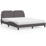  Krevet s madracem Zadar sivi 160 x 200 cm od umjetne kože | shoptok.hr