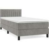 Box spring postelja z vzmetnico svetlo siva 90x200 cm žamet, (20723598) | Shoptok.si
