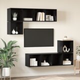 vidaXL Set TV komoda s pohranom 4 pcs Crni hrast 37 x 37 x 142.5 cm Cijene
