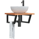  The Living Store Stenska polica za umivalnik jeklo in trdna bukovina - Polica Za Umivalnik, (21554606) | Shoptok.si