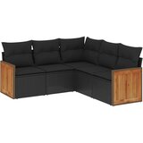 Maison Chic Seti vrtnega pohištva - Vrtna garnitura - Vrtni pohištvo set 5-delna z blazinami črn poli ratan, (21817326) | Shoptok.si